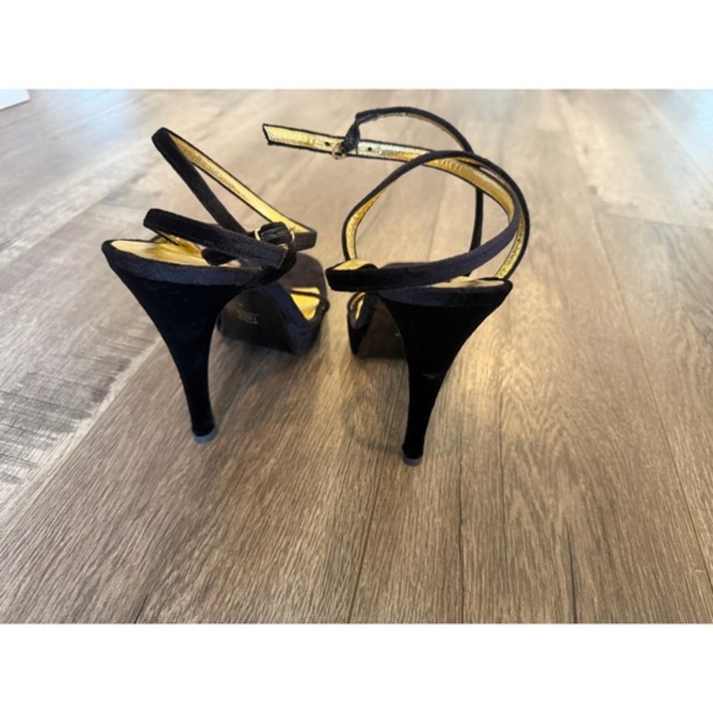 Andrea Pfister Couture Black Suede Strappy Heels Sandals‎ Size 8.5 - Picture 6 of 10